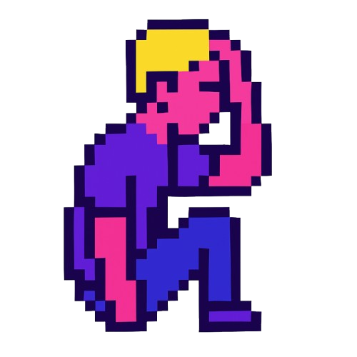Personnage pixel stressé